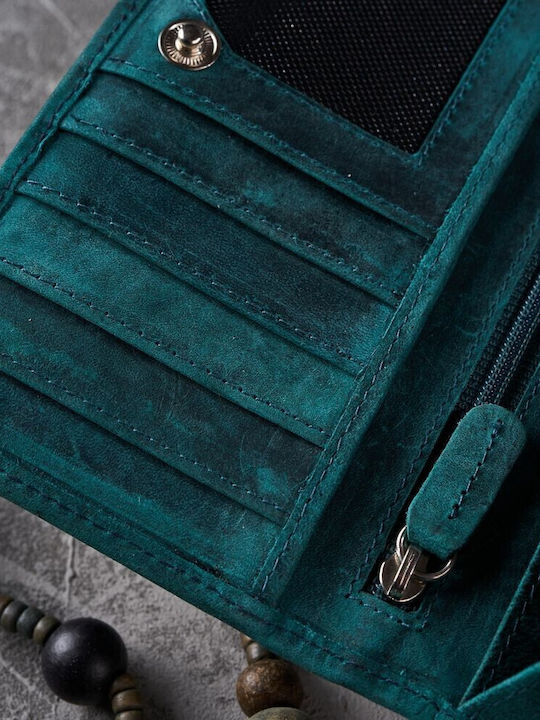 Large Leather Women's Wallet Classic with RFID Green