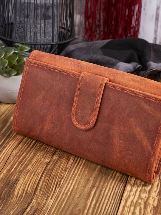 Leder Damen Geldbörse Klassisch mit RFID Orange