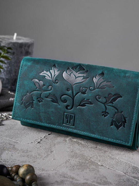 Large Leather Women's Wallet Classic with RFID Green