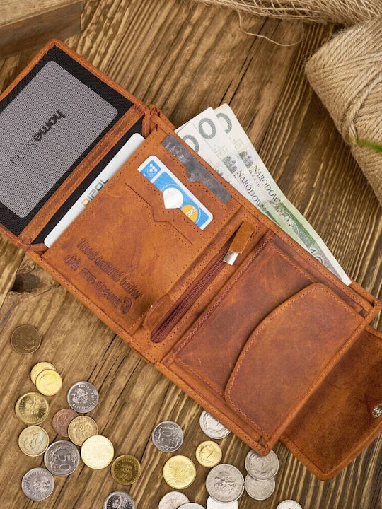 Small Leather Women's Wallet Classic with RFID Orange