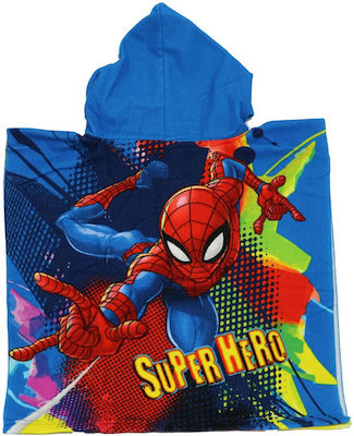 Marvel Poncho de plajă pentru copii Spiderman Albastru