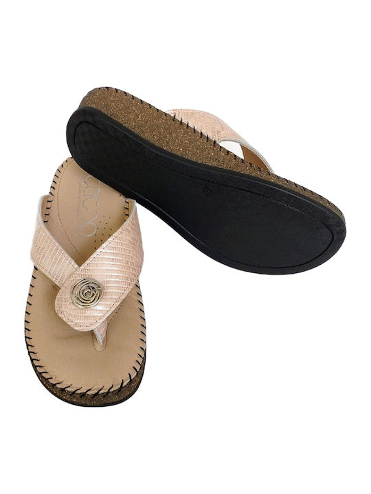 Leather Women's Flat Sandals Beige