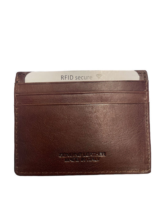Leather Men's Wallet Cards with RFID Brown
