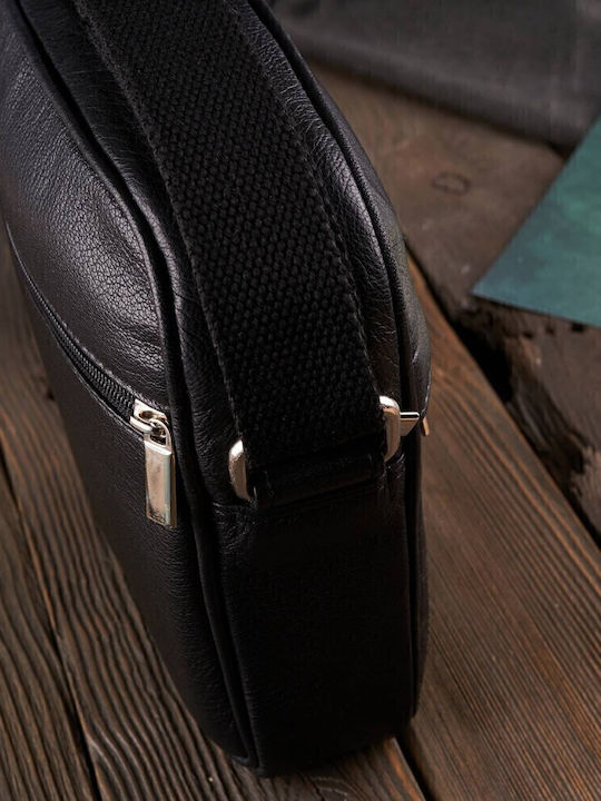 Leder Herrentasche Schulter / Crossbody Schwarz