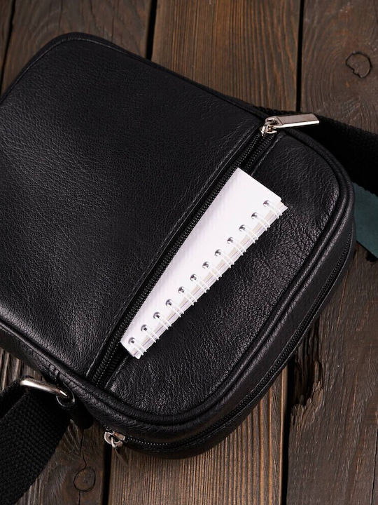 Leder Herrentasche Schulter / Crossbody Schwarz