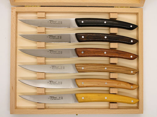 Claude Dozorme Thiers Mixed Wood Cuțite de filetat din Oțel Inoxidabil 6buc
