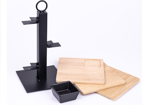 Excellent Houseware Κεραμική Εταζέρα 3 Ορόφων 3 Θέσεων Μαύρη Π32xΜ15xΥ27cm