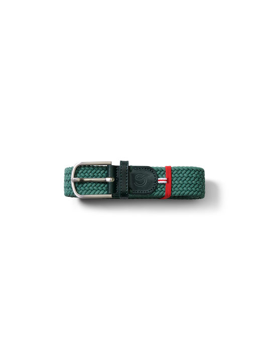 La Boucle Men's Knitted Leather Elastic Belt Green