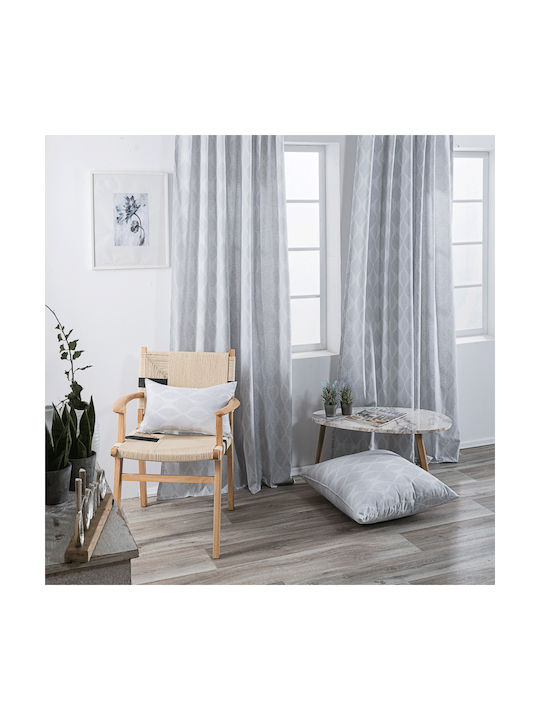 Teoran Κουρτίνα με Τρουκς Vivero Γκρι 140x275εκ.