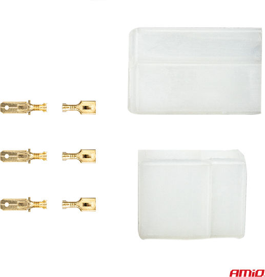 Fișă Conexiune Cabluri 3 Prize Plastic Buton Amio 1 Set