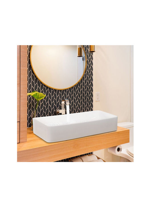Costway Επικαθήμενος Νιπτήρας Κεραμικός 60x35x11cm Κεραμικός
