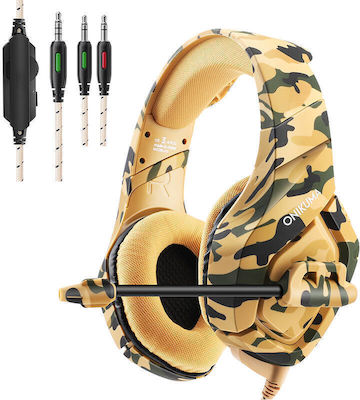 Onikuma Onikuma K1-B Camouflage Over Ear Gaming Headset με σύνδεση 3.5mm Κίτρινο