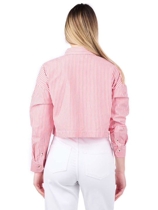 Only Women's Striped Long Sleeve Shirt Pink