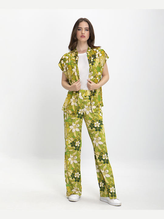 Diana Къс ръкав Женска Риза Floral Print (printed) Цветя