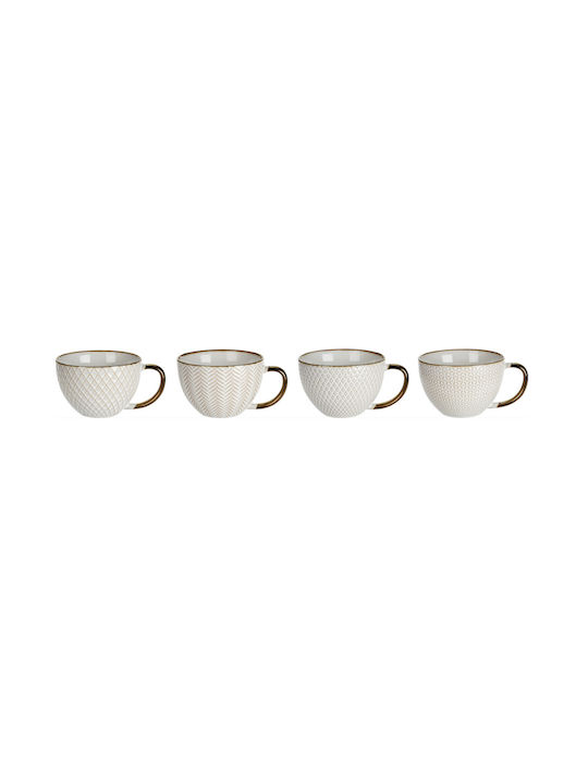 Excellent Houseware Комплект чаши Кафяв Керамични Бели 460мл 4бр