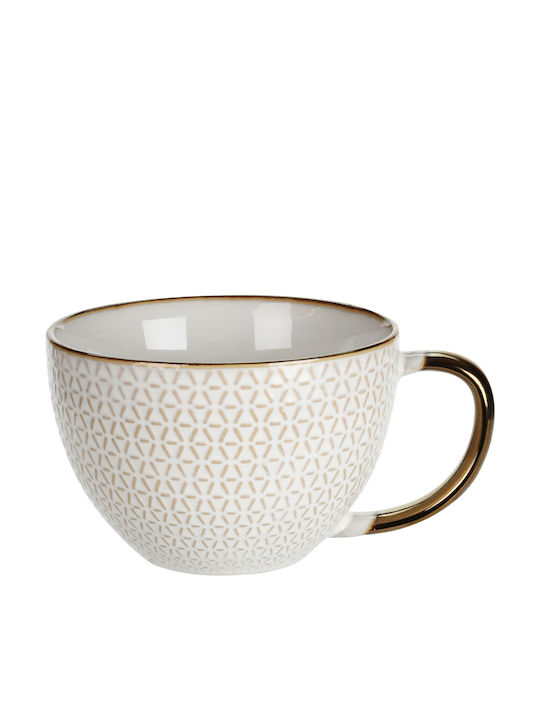 Excellent Houseware Комплект чаши Кафяв Керамични Бели 460мл 4бр