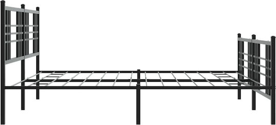 Легло Кингсайз Метално Черно с Ламели за Матрак 193x203см