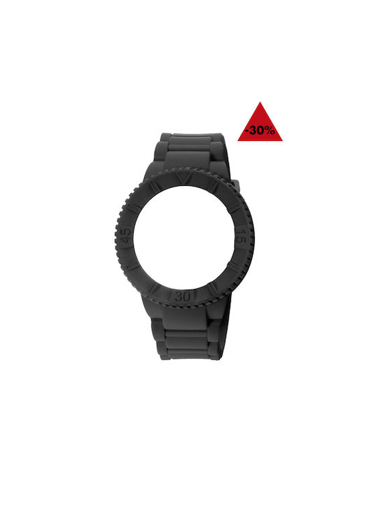 WATX & CO Curea de cauciuc Negru 43mm