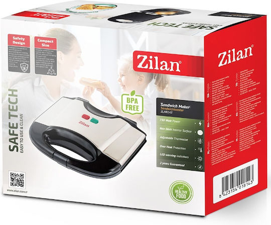 Zilan Τοστιέρα για 2 Τοστ 750W Inox