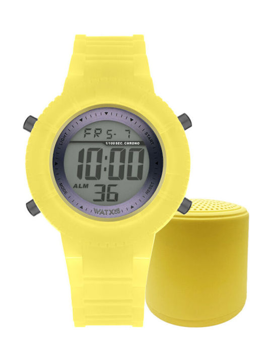 WATX & CO Γυναικείο Ρολόι 43mm Μπαταρίας με Κίτρινο Καουτσούκ Λουράκι