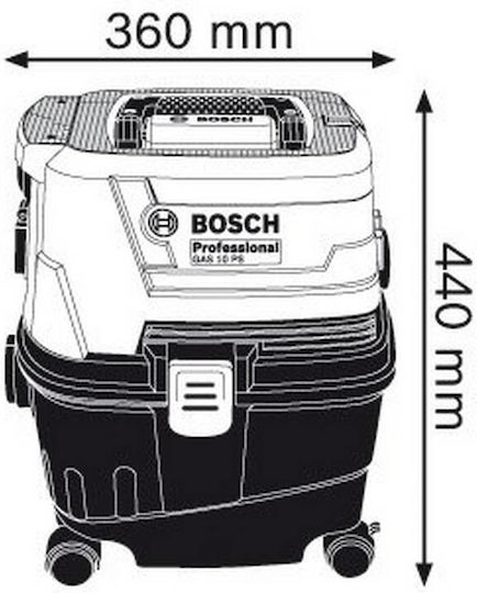 Bosch Gas 15 Professional Staubsauger Flüssigkeiten / Feststoffe 1100W mit Kunststoff Behälter 10Es