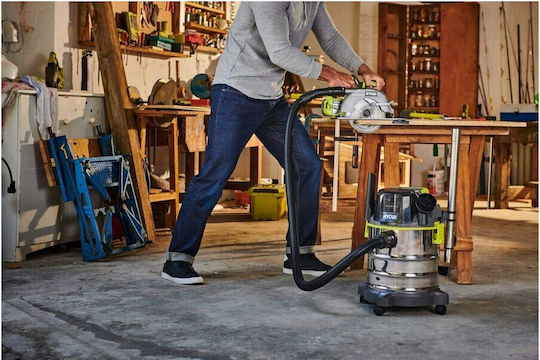 Ryobi Rechargeable Vacuum Wet / Dry Without Charger and Battery with Stainless Bin 18lt