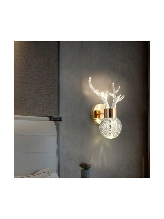 H21 Modern Wandleuchte mit Integrierte LED und Warmes Weiß Licht Gold 8.5x8.5x21cm