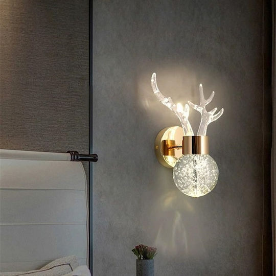 H21 Modern Wall Lamp with Integrated LED and Warm White Light Gold 8.5x8.5x21cm