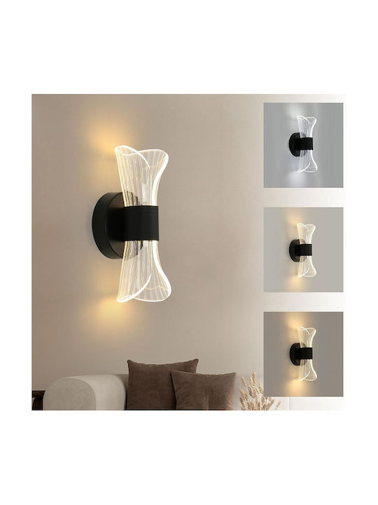 Modern Leuchte Wand mit Integrierter LED und Warmweißes Licht Schwarz 10x8x22cm