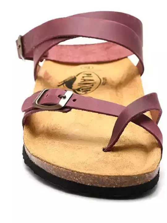 Plakton Bankog Damen Flache Sandalen in Burgundisch Farbe