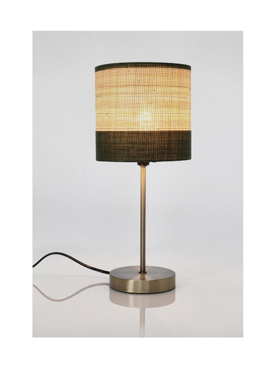 Bizzotto Aylen Fabric Table Lamp for Socket E14 with Green Shade and Gold Base 2pcs