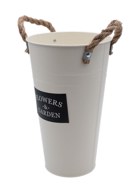 Uncle George Planter Metal Beige 22x22x40cm.