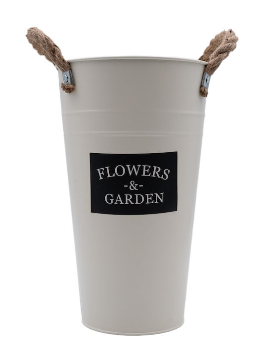 Uncle George Planter Metal Beige 22x22x40cm.