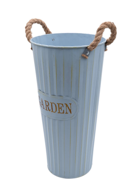 Uncle George Planter Metal Light Blue 21x21x35cm.
