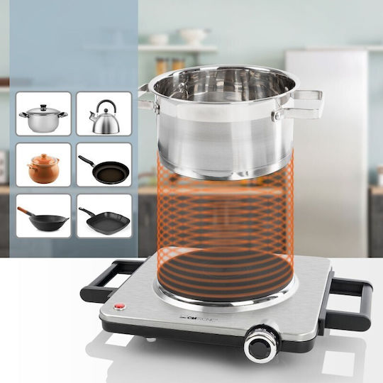 Clatronic EKP 3788 Επιτραπέζια Εστία Εμαγιέ Μονή Inox