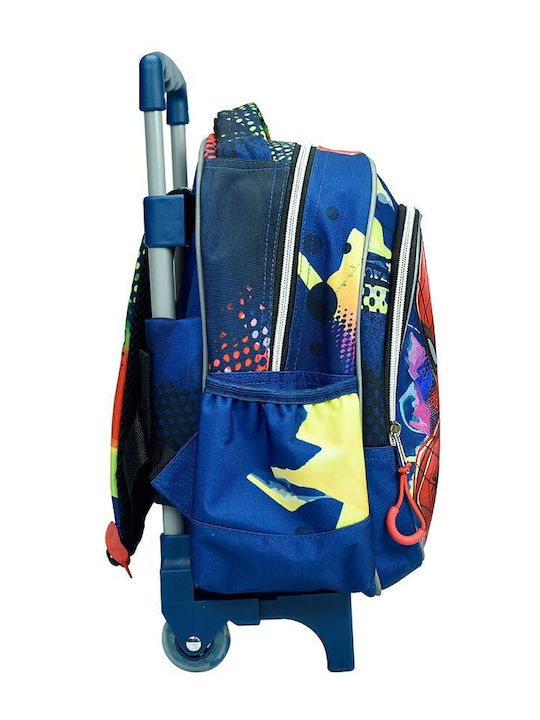 Gim Spiderman Schulranzen Trolley Grundschule Blau mit Flaschenhalter 12Liter