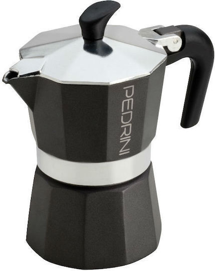Pedrini 9113-8 Stovetop Espresso Pot 3 Cups Black