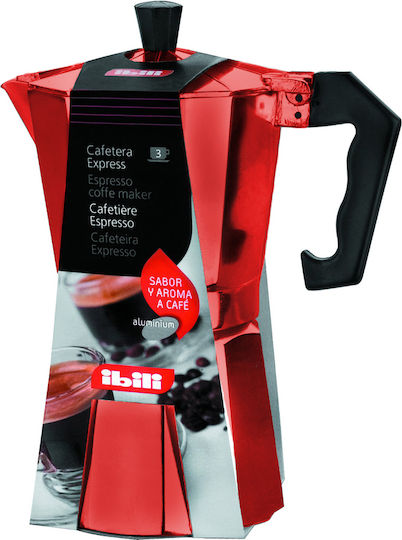 Ibili 02905 Μπρίκι Espresso 3cups Κόκκινο
