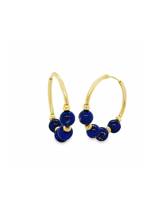 Xryseio Earrings Hoops made of Gold 18K with Stones