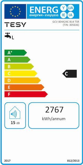 Tesy Boiler termoelectric 80lt Sticlă Vertical 2.4kW
