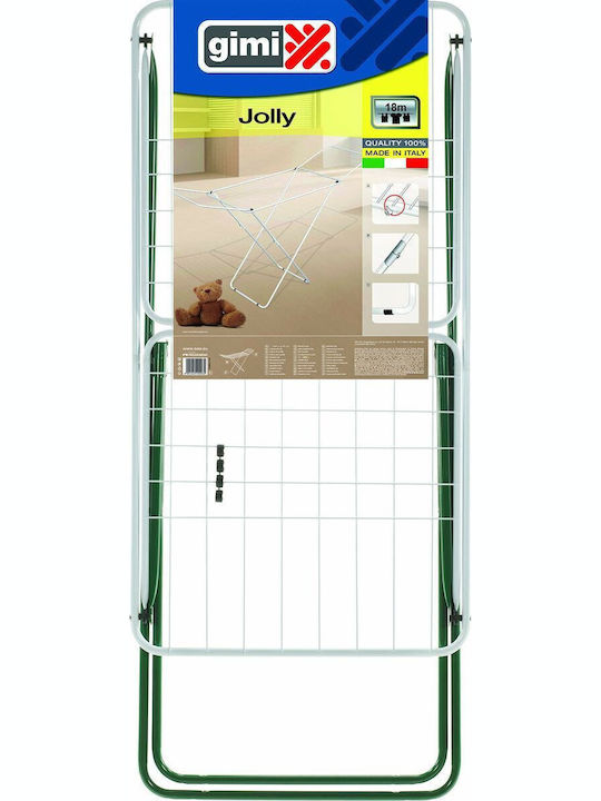 Gimi Jolly Metallic Folding Floor Clothes Drying Rack with Hanging Length 18m