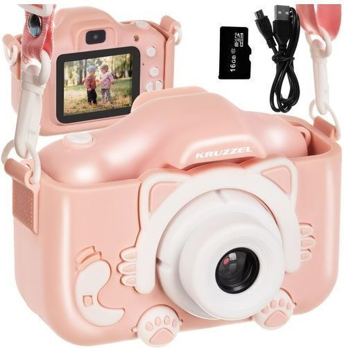 Kruzzel AC22296 Compact Φωτογραφική Μηχανή 3MP με Οθόνη 2" και Ανάλυση Video Full HD (1080p) Ροζ