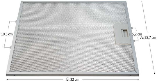 Metal Filter Vent Hood Compatible Teka Ds-70 28.7x32 Cm