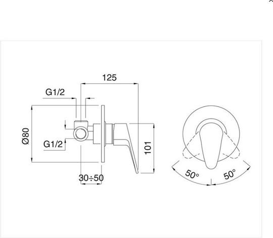 Interflex Built-in Faucet Mixer for Shower 1 Exit Silver
