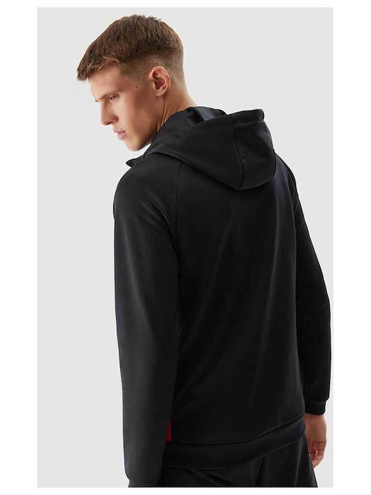 4F Functional Men's Sweatshirt Jacket with Hood and Pockets Black