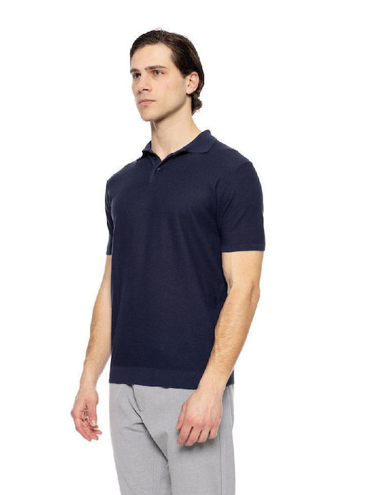 Smart Fashion Men's Short Sleeve Blouse Polo Navy