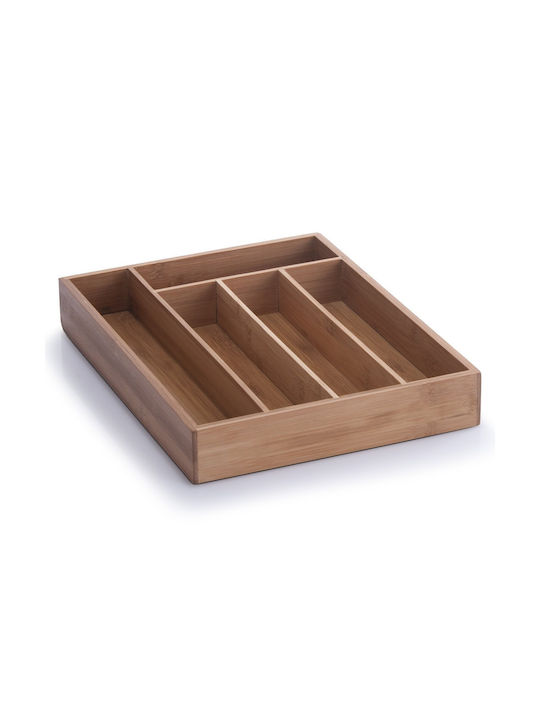 Excellent Houseware Wooden Holder for Cutlery Bamboo Drawer Dividers Wooden in Brown Colour 26x35x5cm