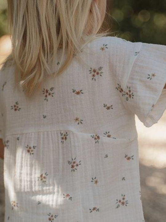Παιδικό Φόρεμα Κοντομάνικο Floral White