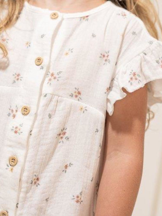 Παιδικό Φόρεμα Κοντομάνικο Floral White