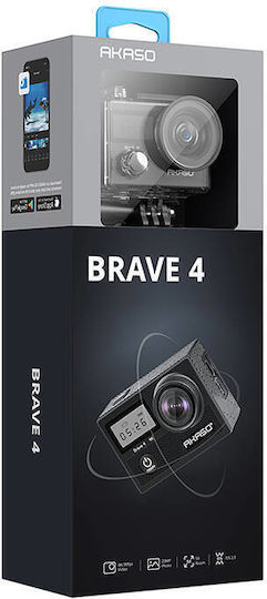 Akaso Brave 4 Action Camera 4K Ultra HD Underwater (with Case) Accessories Kit with Screen 2" and Wi-Fi Black